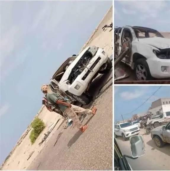نجاة قائد لواء بالحاف العميد خالد السليماني من حادث مروري مروع برضوم